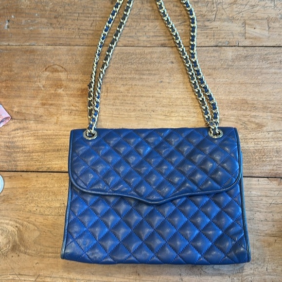 Rebecca Minkoff Large Quilted Leather Affair Bag  Blue Crossbody/Shoulder Bag - Picture 8 of 13
